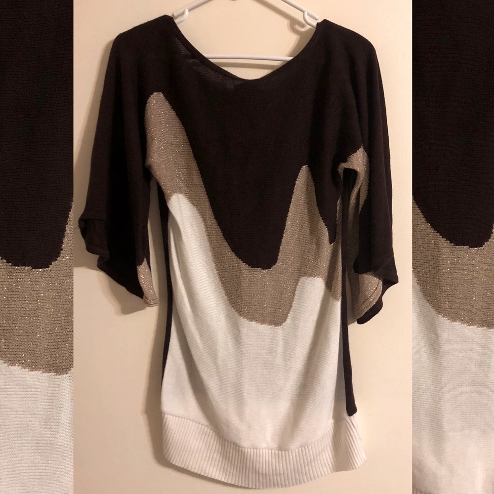 Retro Style Brown, Gold, Cream Dress